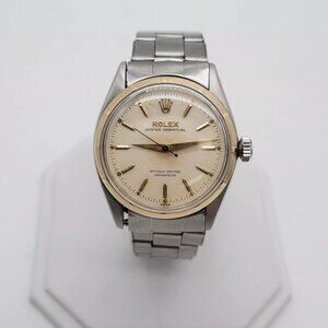 Vintage Rolex 34mm 18k Yellow Gold Stainless Steel Mens Watch
